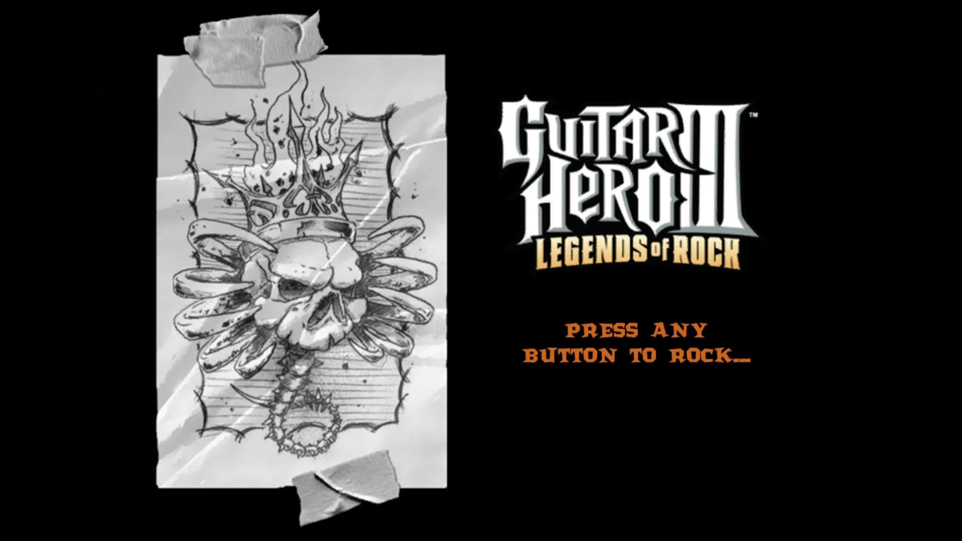 Guitar Hero III Legends of Rock title screen for Xbox 360